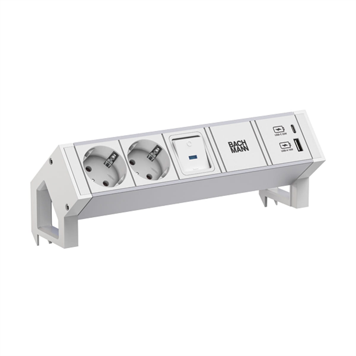 Bachmann DESK 2 ALU - Steckdosenleiste - ohne Gerätekabel - Eingabe, Eingang GST18 - Ausgangsanschlüsse: 2 (CEE 7/3, Typ F)