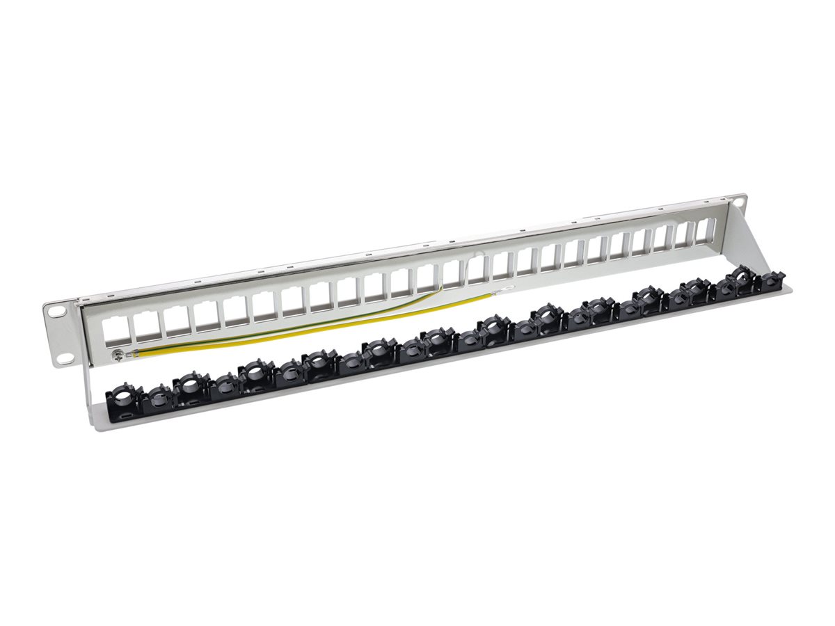 InLine Patchfeld 24-fach - Keystone Leerblech Patchpanel - 19" - 1HE - lichtgrau