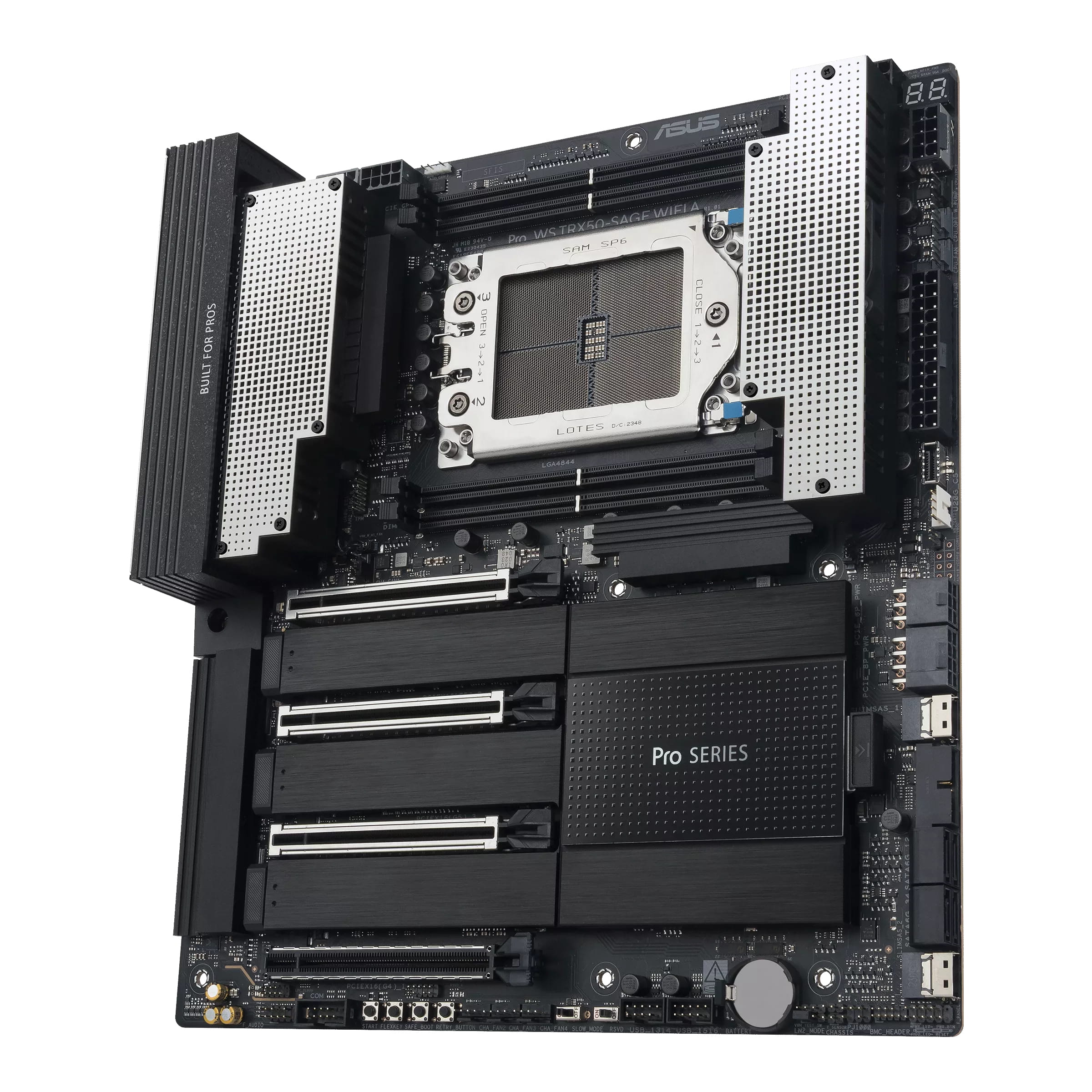 ASUS PRO WS TRX50-SAGE WIFI A - Motherboard - SSI CEB - Socket sTR5 - AMD TRX50 Chipsatz - USB4, USB 3.2 Gen 2, USB 3.2 Gen 1, USB-C 3.2 Gen 2x2 - 10 Gigabit LAN, 2.5 Gigabit LAN, Wi-Fi 7, Bluetooth - Onboard-Grafik (CPU erforderlich)