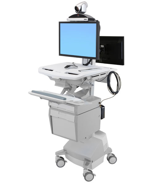Ergotron Wagen (nur Laden) - offene Architektur - für 2 LCD-Displays / PC-Ausrüstung - medizinisch - Kunststoff, Aluminium, verzinker Stahl - Grau, weiß, Polished Aluminum - Bildschirmgröße: bis zu 61 cm (bis zu 24 Zoll)