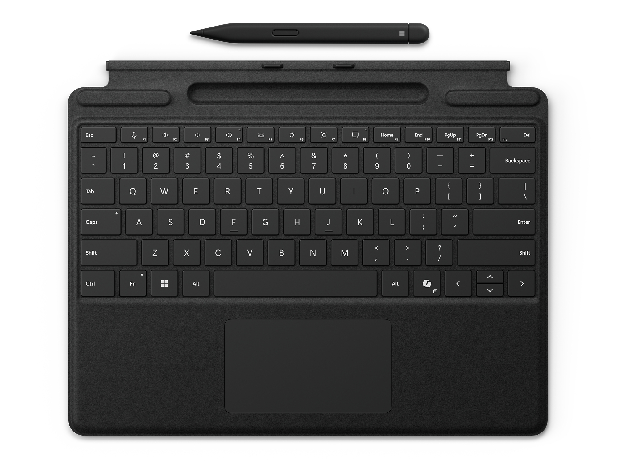 Microsoft Surface Pro Keyboard - Tastatur - mit Trackpad, Beschleunigungsmesser, Surface Slim Pen 2 Ablage- und Ladeschale - QWERTY - Niederländisch - Schwarz - mit Slim Pen 2 - für Microsoft Surface Pro 8, Pro 8 for Business, Pro 9, Pro 9 for Business