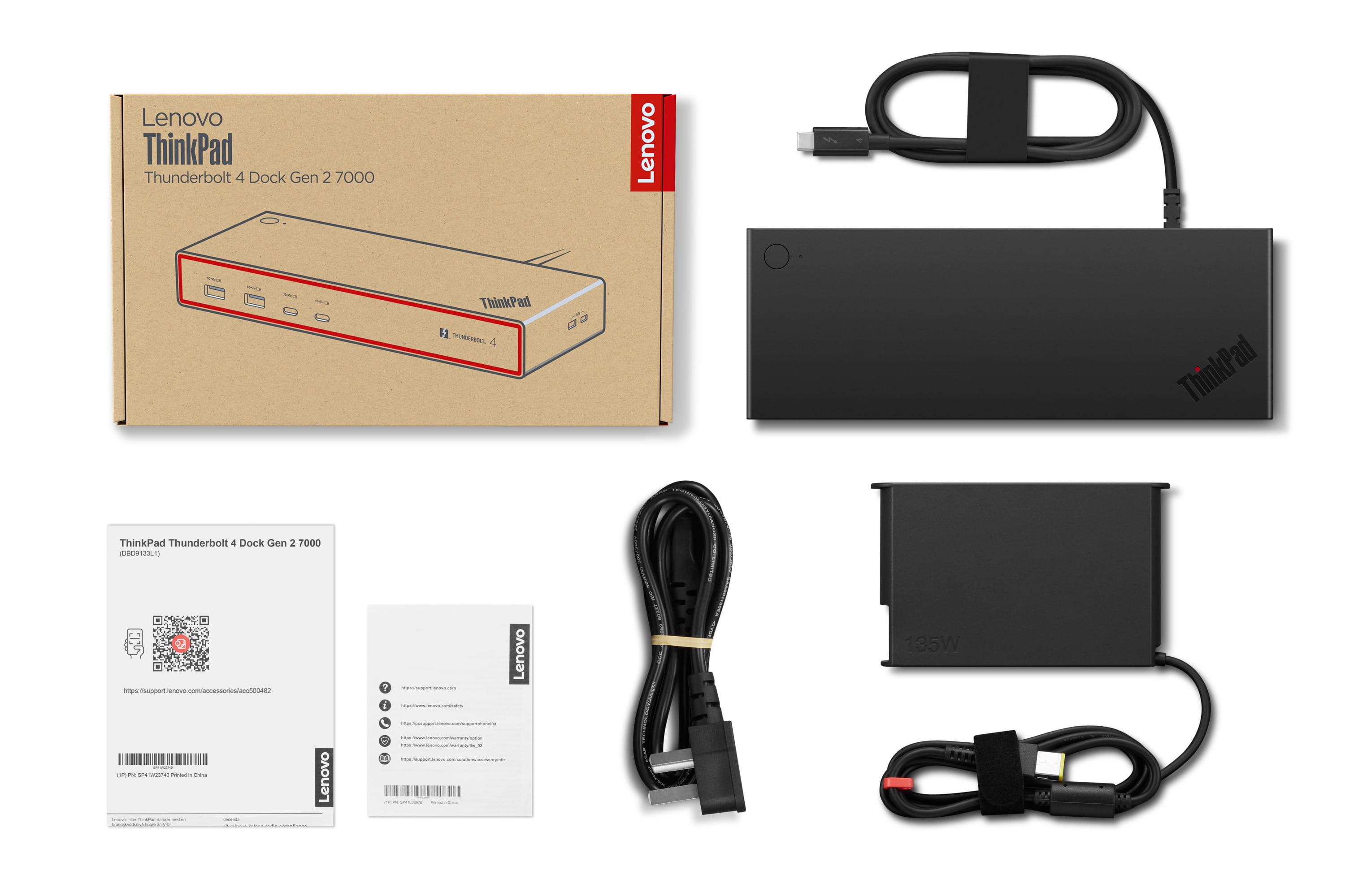 Lenovo TP TBT4 Dock G2 7000 - EU, Andocken, Thunderbolt 4, 100 W, 2500 Mbit/s, Schwarz, Eclipse Black
