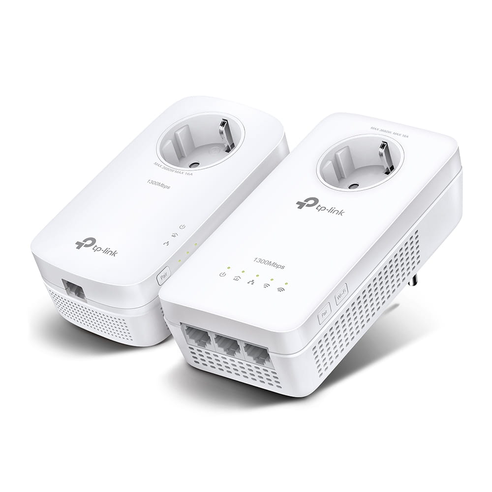 TP-LINK TL-WPA1300P KIT V4 - Wi-Fi Kit - Powerline Adapterkit 3-Port-Switch - 1GbE, IEEE 1901, HomePlug AV (HPAV)