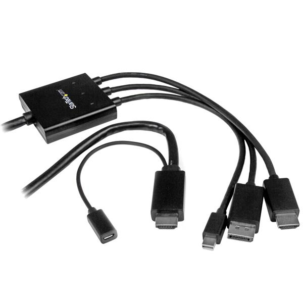 StarTech.com 2m HDMI, DisplayPort oder Mini DisplayPort auf HDMI Konverter Kabel - HDMI, DP oder Mini DP zu HDMI Adapterkabel - Videoadapter - HDMI, DisplayPort, Mini DisplayPort männlich zu HDMI, Mikro-USB Typ B (nur Strom)