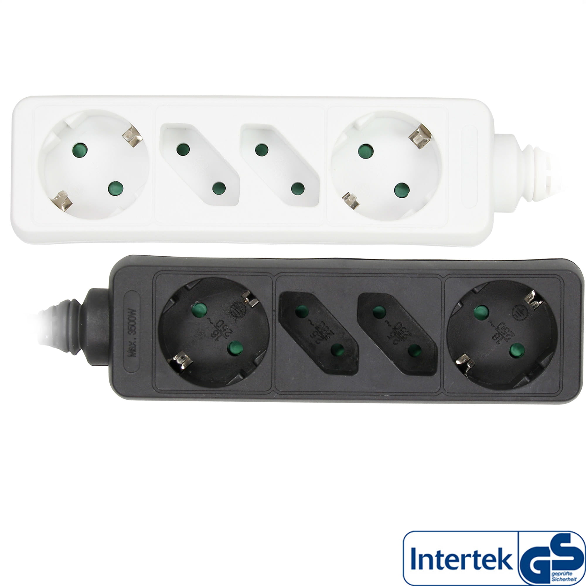 InLine Steckdosenleiste - 8-fach - 4x Schutzkontakt + 4x Euro - weiß - 3m