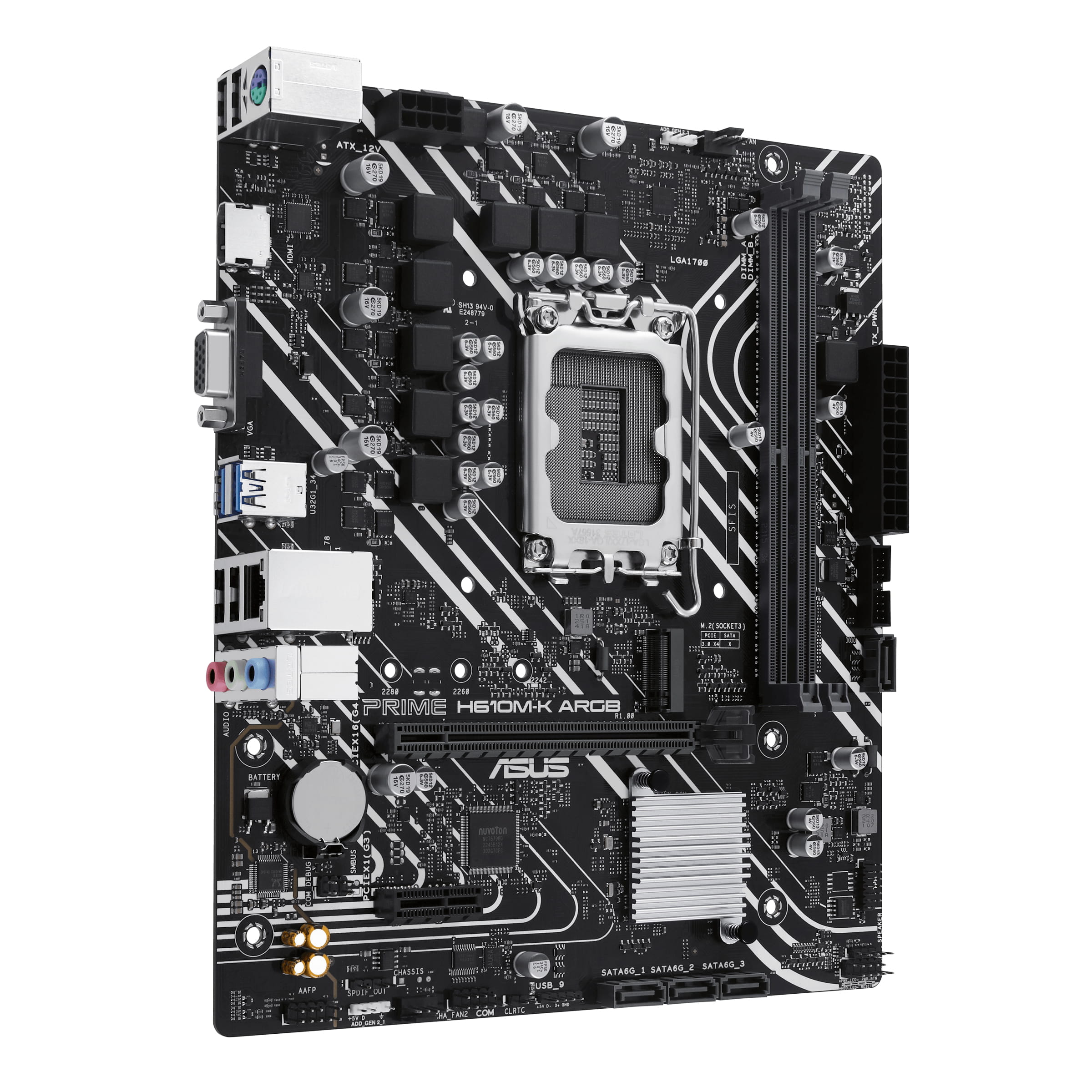 ASUS PRIME H610M-K ARGB - Motherboard - micro ATX - LGA1700 Sockel - H610 Chipsatz - USB 3.2 Gen 1 - Gigabit LAN - Onboard-Grafik (CPU erforderlich)