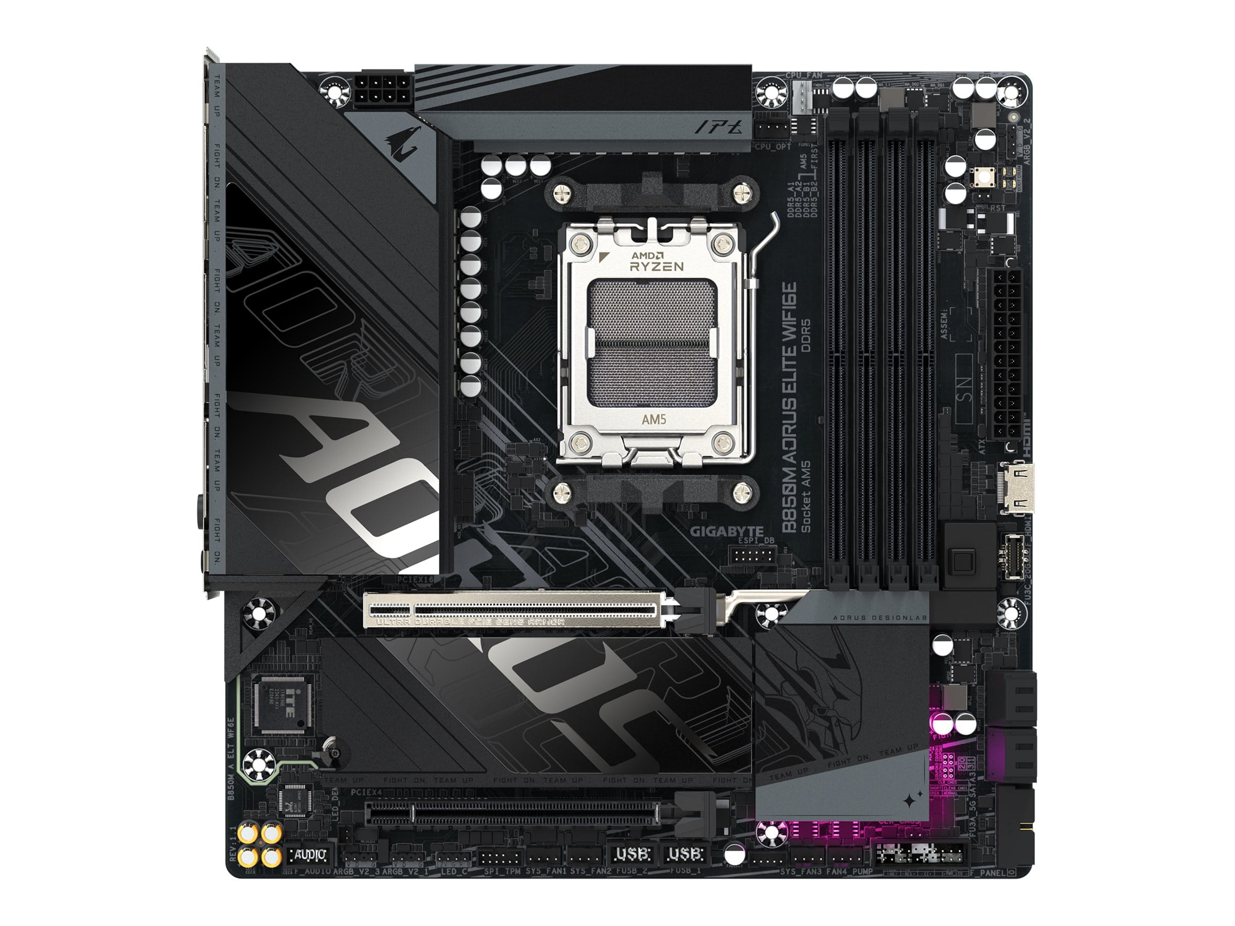 Gigabyte AORUS B850M ELITE WIFI6E - Motherboard - micro ATX - Socket AM5 - AMD B850 Chipsatz - USB-C 3.2 Gen 2x2, USB-C 3.2 Gen2, USB 3.2 Gen 1, USB 3.2 Gen 2 - Bluetooth, 2.5 Gigabit LAN, Wi-Fi 6E - Onboard-Grafik (CPU erforderlich)