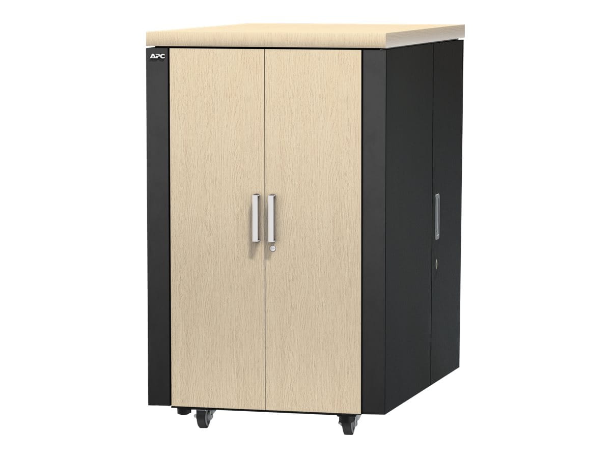 APC NetShelter CX Secure Soundproof Server Room in a Box Enclosure - Shock Packaging - Schrank Netzwerkschrank - mit Stromverteilungseinheit - Grau, Oak - 24U - 48.3 cm (19")