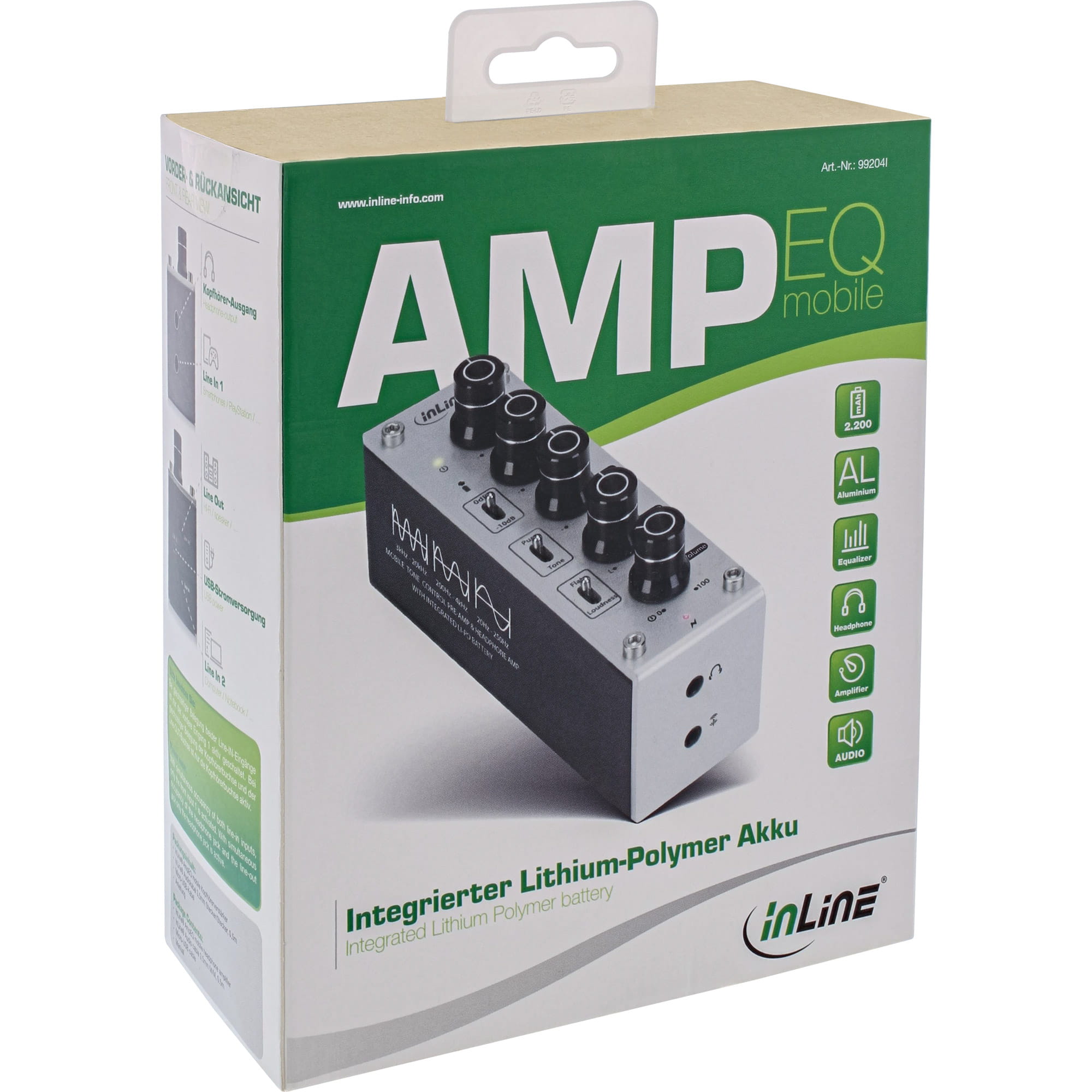 InLine AmpEQ mobile - Hi-Res AUDIO Kopfhörer-Verstärker und Equalizer - mit Akku