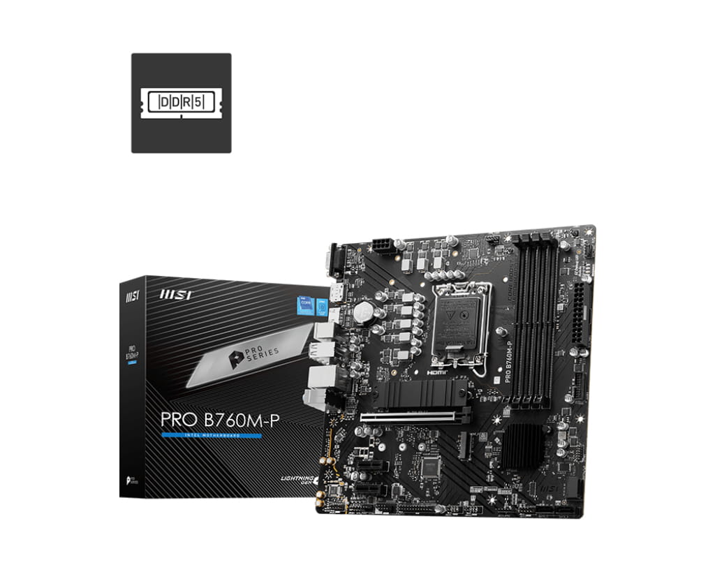 MSI PRO B760M-P, Intel, LGA 1700, Intel® Celeron®, Intel® Pentium® Gold, LGA 1700, DDR5-SDRAM, 192 GB