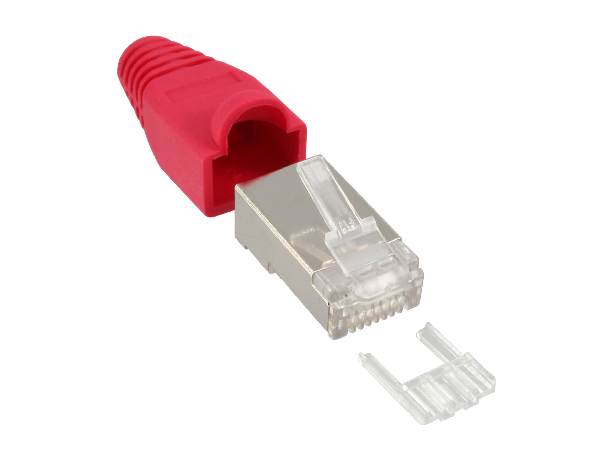 InLine Crimpstecker RJ45 geschirmt - Knickschutz rot - 10er Pack