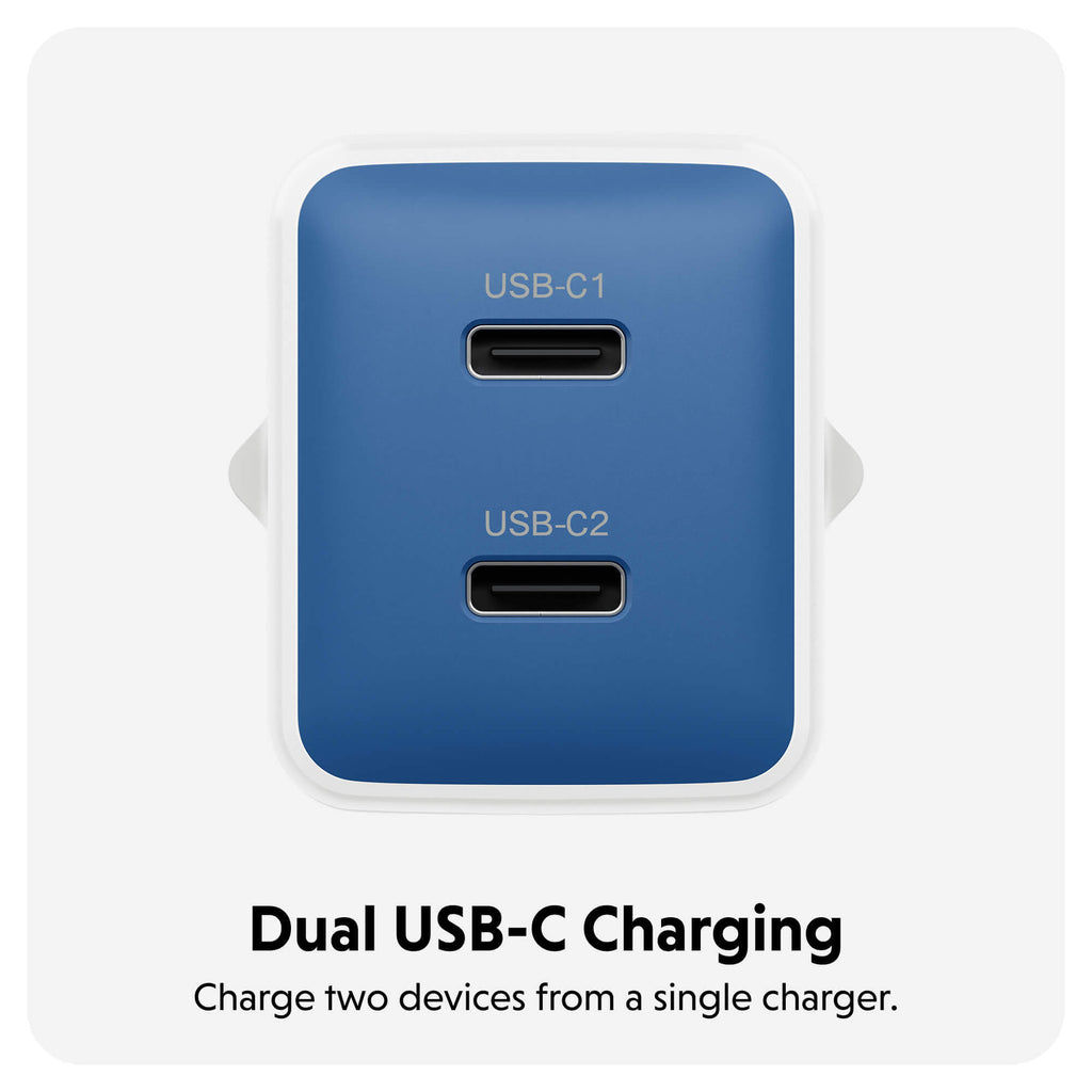 Targus HyperJuice - Netzteil - GaN - 45 watt - 2 Ausgabeanschlussstellen (2 x USB-C)