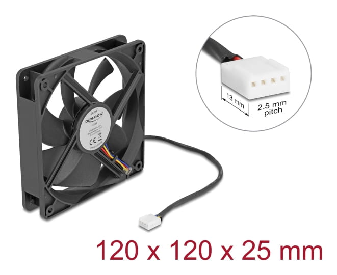 Delock Gehäuselüfter - axial - 120 mm - Schwarz