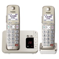 Panasonic KX-TGE262GN, DECT-Telefon, Kabelloses Mobilteil, Freisprecheinrichtung, 200 Eintragungen, Anrufer-Identifikation, Champagner