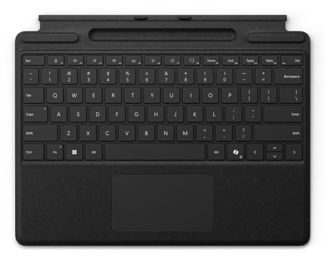 Microsoft Surface Pro Keyboard - Tastatur - mit Trackpad, Beschleunigungsmesser, Surface Slim Pen 2 Ablage- und Ladeschale - QWERTZ - Deutsch/Österreichisch - Schwarz - für Microsoft Surface Pro 8, Pro 8 for Business, Pro 9, Pro 9 for Business, Pro 10 