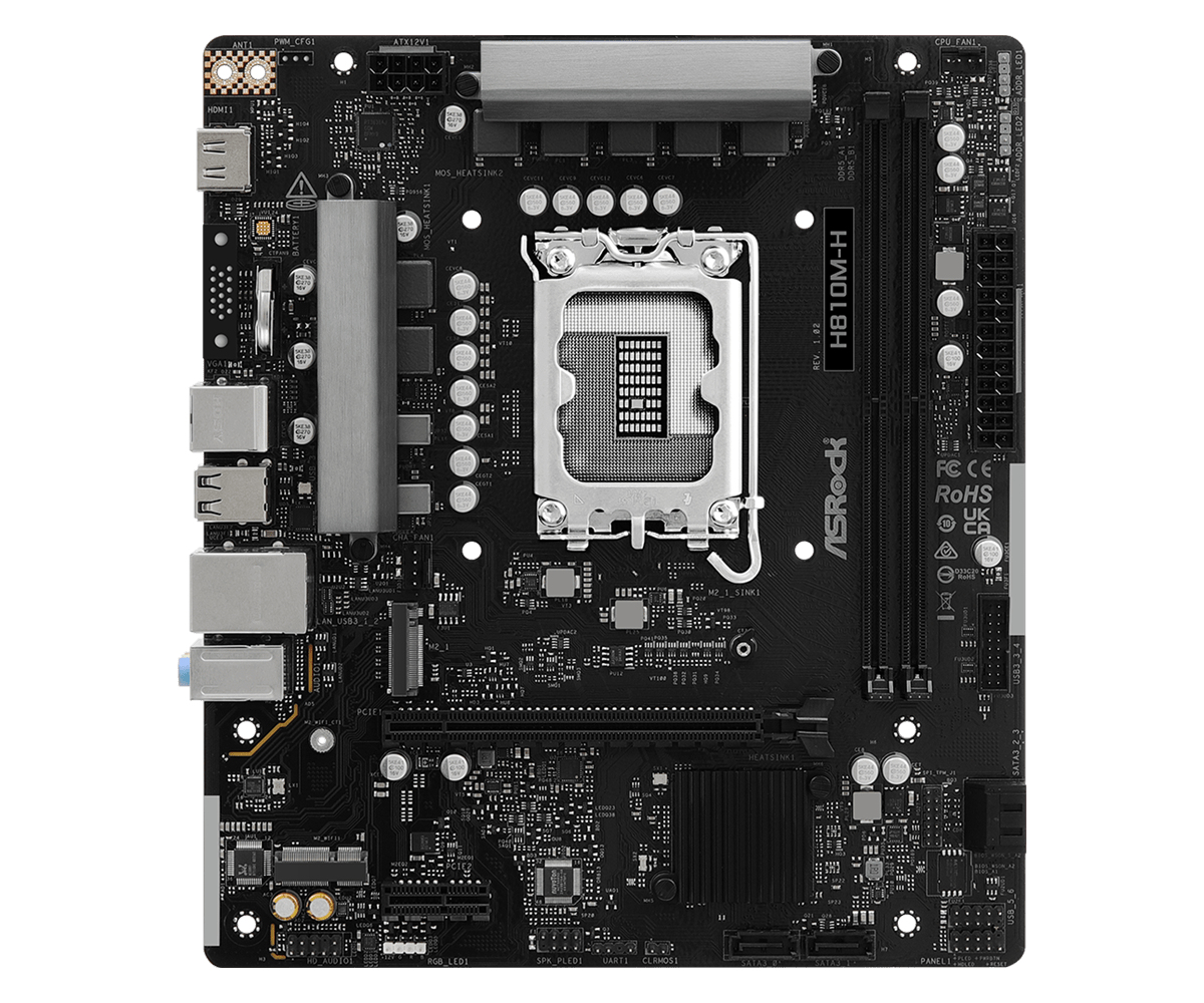 ASRock H810M-H, Intel, LGA 1851 (Socket V1), Intel Core Ultra (Series 2), Intel LGA1851, DDR5-SDRAM, 128 GB