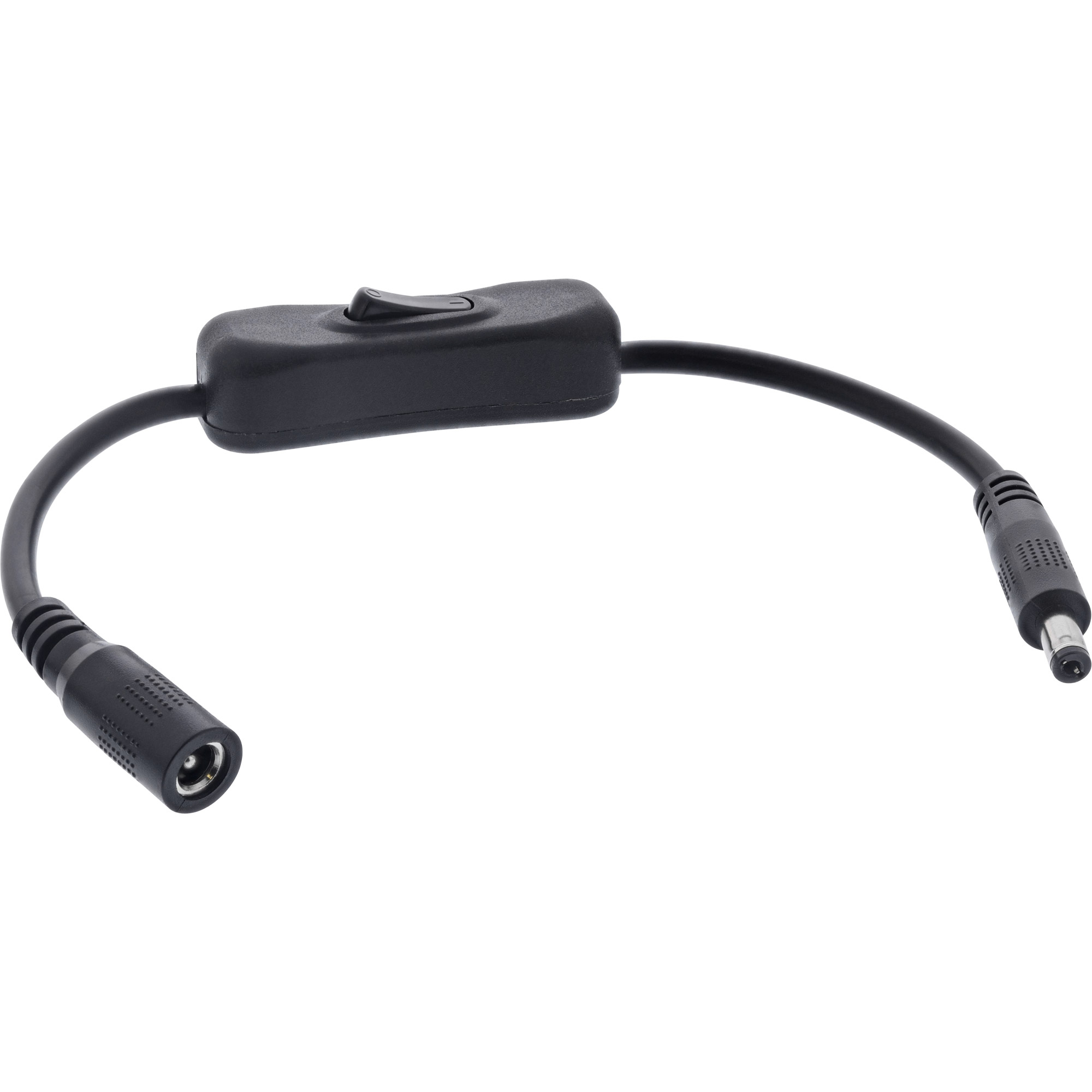 InLine DC Kabel mit Schalter - DC ST/BU 5,5x2,1mm - AWG 18 - schwarz - 0,20m
