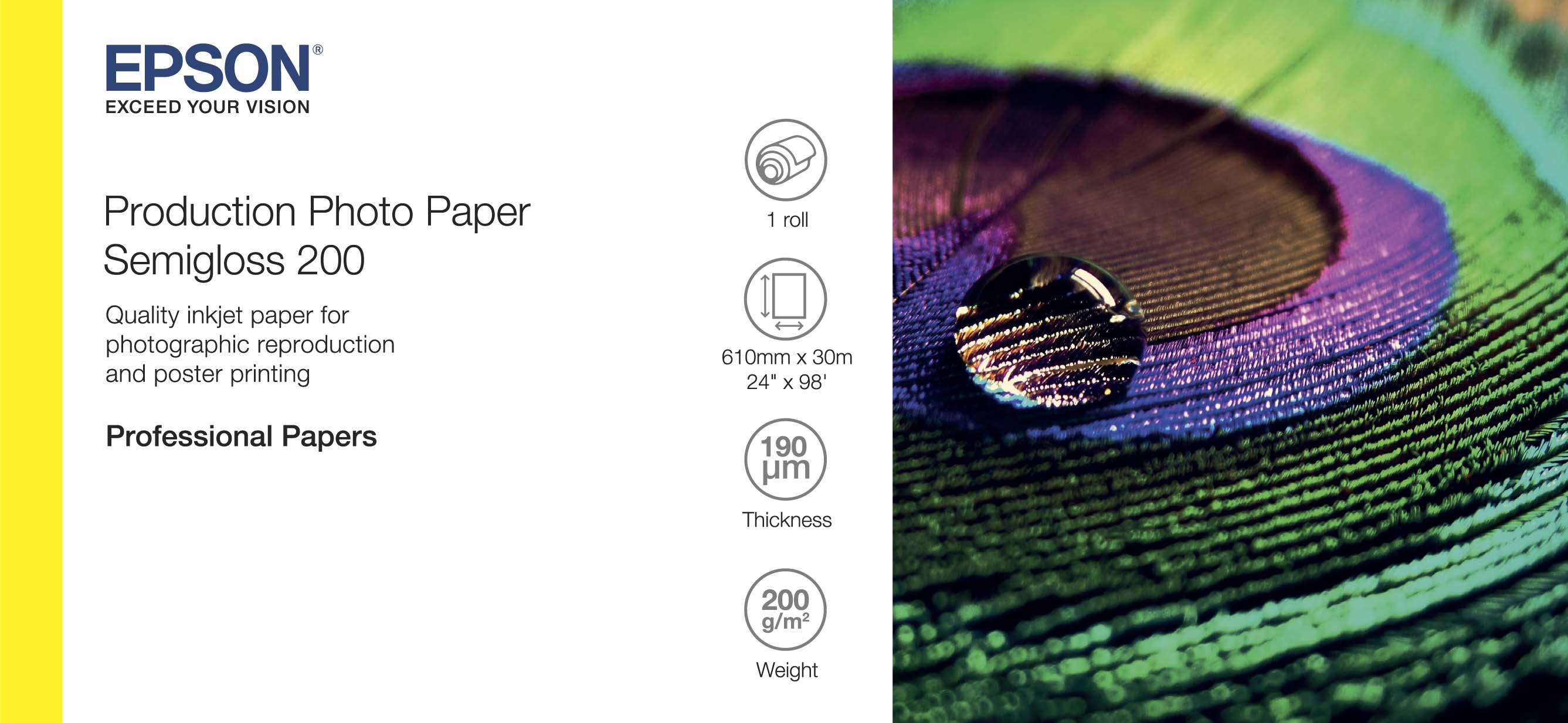 Epson Production - Polyethylen (PE) - halbglänzend - mikroporös - 200 Mikron - Rolle (60,96 cm x 30 m)