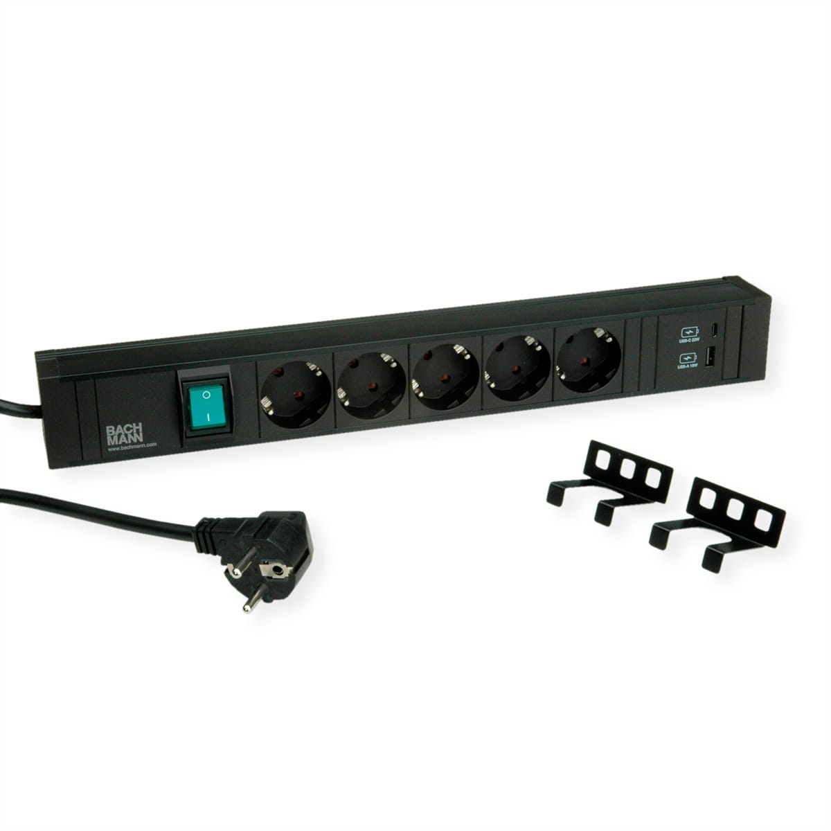 Bachmann CONNECT LINE - Steckdosenleiste - Ausgangsanschlüsse: 5 (USB, 24 pin USB-C, 5 x Strom Typ F)
