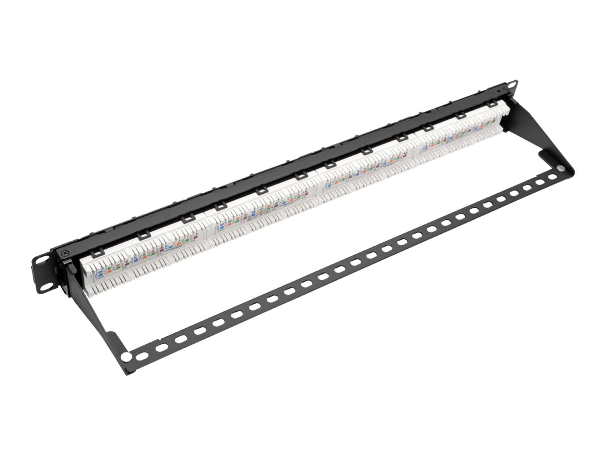 Tripp Eaton Tripp Lite Series 24-Port 1U Rack-Mount Cat6a/Cat6/Cat5e 110 Patch Panel with Cable Management Bar, 110 Punchdown, RJ45, TAA - Patch Panel - RJ-45 X 24 - Schwarz - 1U - 48.3 cm (19")