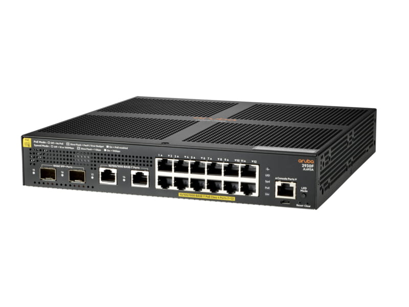 HPE Aruba Networking 2930F 12G PoE+ 2G/2SFP+ - Switch - L3 - managed - 12 x 10/100/1000 (PoE+)