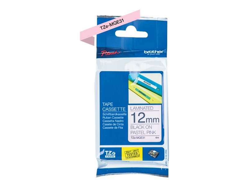 Brother TZe-MQE31 - Schwarz auf Pastellrosa - Rolle (1,2 cm x 8 m)