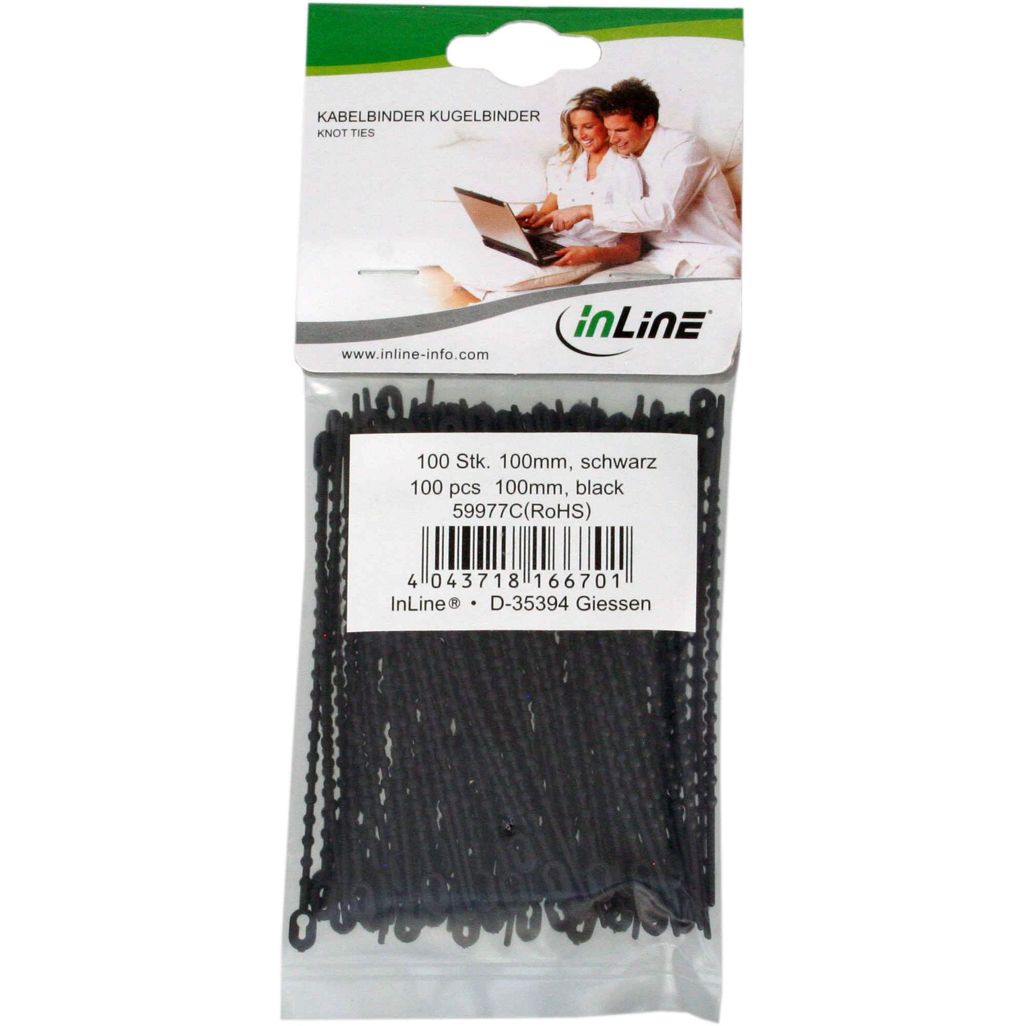 InLine Kabelbinder Kugelbinder schwarz - Länge 100mm - 100 Stück