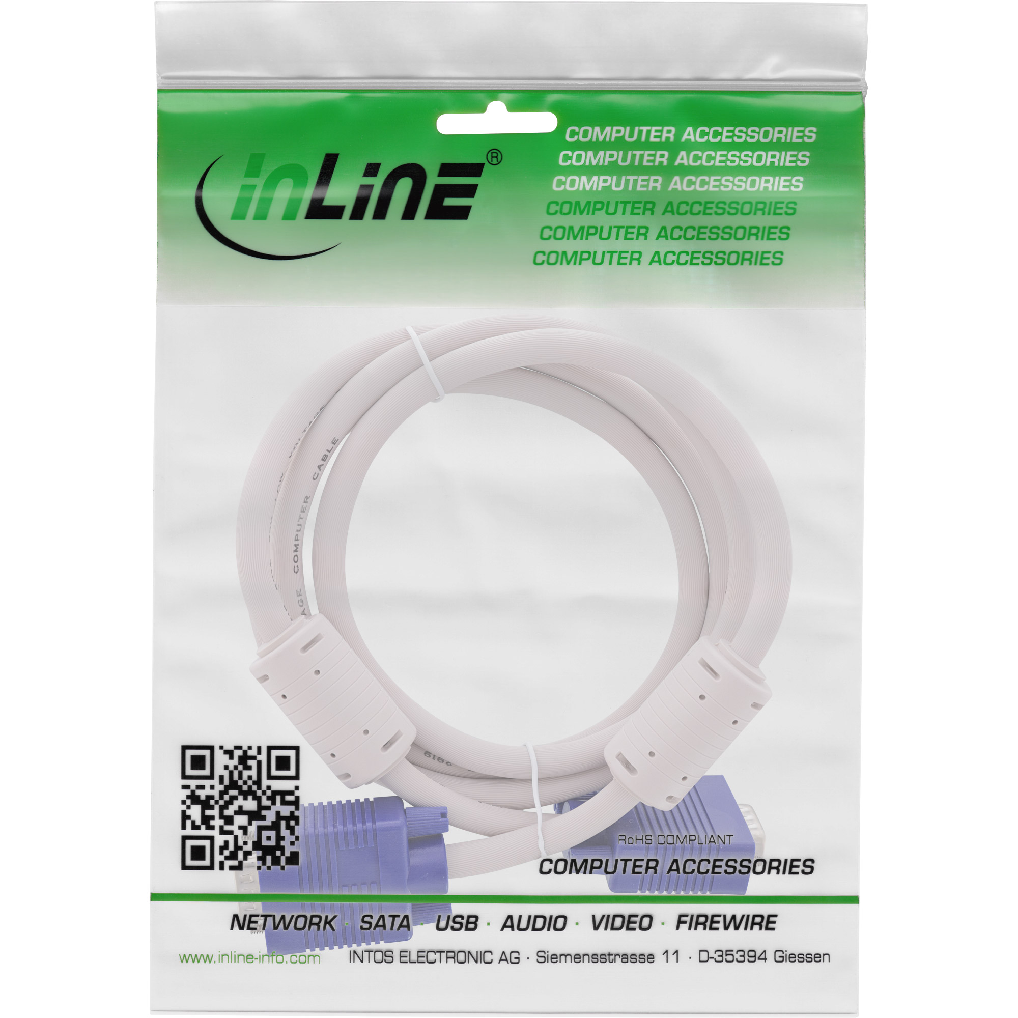 InLine S-VGA Kabel - 15pol HD Stecker / Stecker - grau - 1,5m