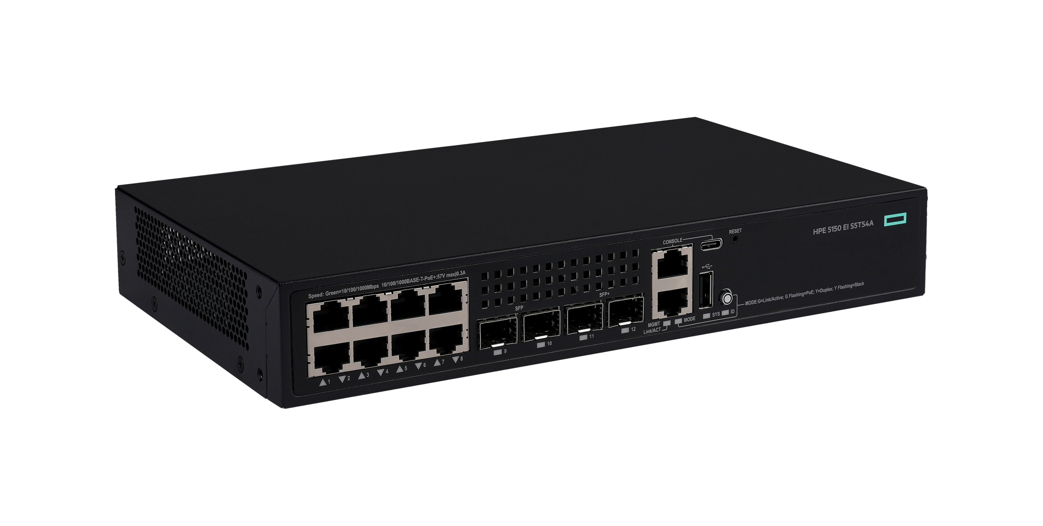 HPE Networking Comware 5150EI 8p 10M/100M/1G PoE+ 2p SFP 1G 2p SFP+ 1G/10G Switch - Switch - L3 - managed - 8 x 10/100/1000Base-T (PoE+)