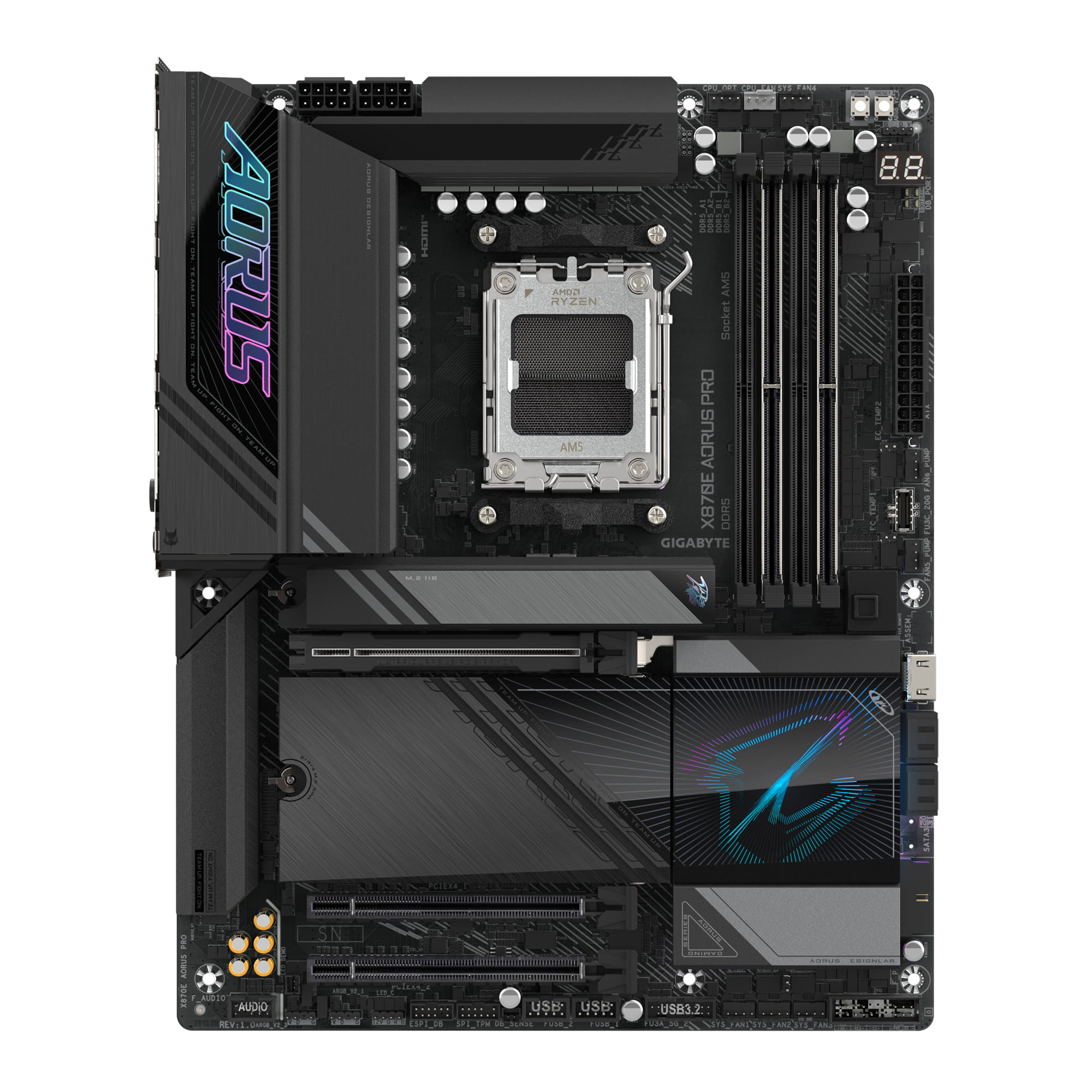Gigabyte AORUS X870E PRO - Motherboard - ATX - Socket AM5 - AMD X870E Chipsatz - USB-C 3.2 Gen 2x2, USB4, USB 3.2 Gen 1, USB 3.2 Gen 2 - 2.5 Gigabit LAN, Bluetooth, Wi-Fi 7 - Onboard-Grafik (CPU erforderlich)