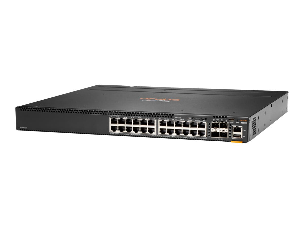 HPE Aruba Networking 6300M - Switch - L3 - managed - 24 x 10/100/1000 + 4 x 1 Gigabit / 10 Gigabit / 25 Gigabit / 50 Gigabit SFP56 (Uplink / Stacking)