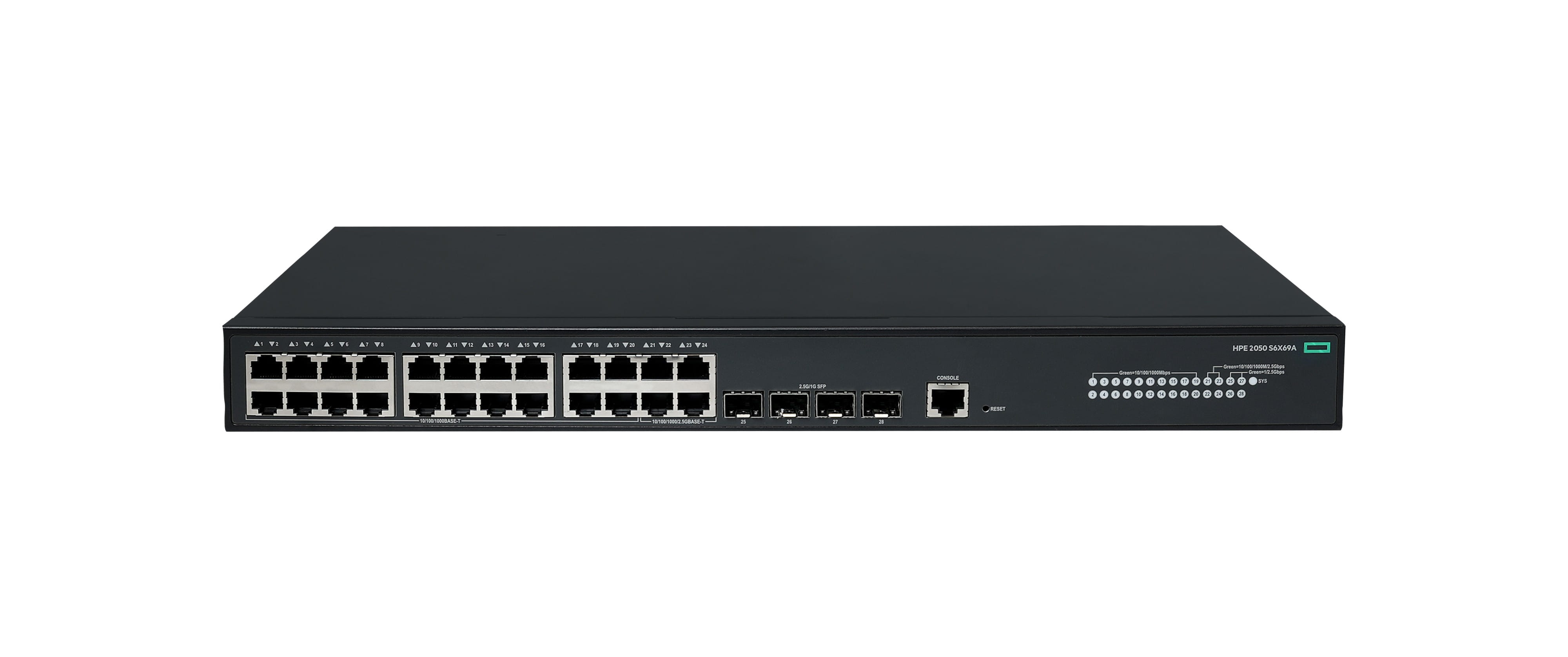 HPE Networking Comware 5050EI 20p 10/100/1000BASE-T 4P Smart Rate 1/2.5GbE 4p SFP 1G/2.5G AC Switch - Switch - L3 - managed - 20 x 10/100/1000Base-T + 4 x 1/2.5GBase-X + 4 x 1/2.5 Gigabit SFP (uplink / stacking)