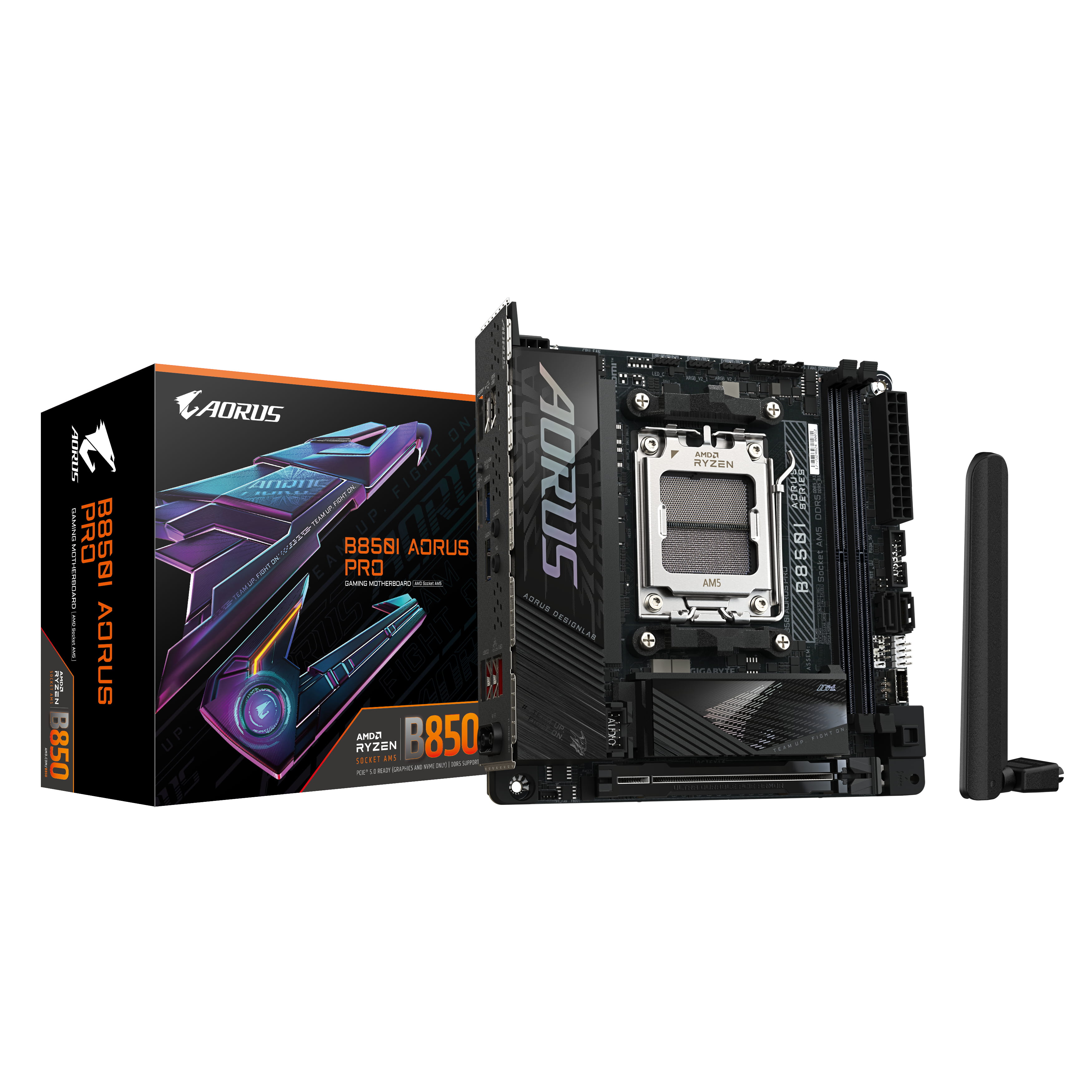 Gigabyte AORUS B850I PRO - Motherboard - Mini-ITX - Socket AM5 - AMD B850 Chipsatz - USB-C 3.2 Gen2, USB 3.2 Gen 1, USB 3.2 Gen 2 - Bluetooth, 2.5 Gigabit LAN, Wi-Fi 7 - Onboard-Grafik (CPU erforderlich)