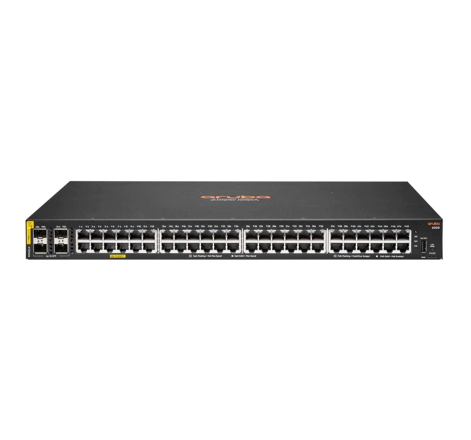 HPE Aruba Networking 6000 48G Class4 PoE 4SFP 370W Switch - Switch - managed - 48 x 10/100/1000 (PoE+)