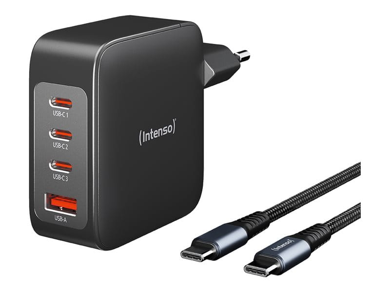 Intenso W140A3C - Netzteil - GaN - 240 Watt - 5 A - PD 3.0, PD/PPS, QC 4.0 - 4 Ausgabeanschlussstellen (3 x USB-C, USB Typ A)