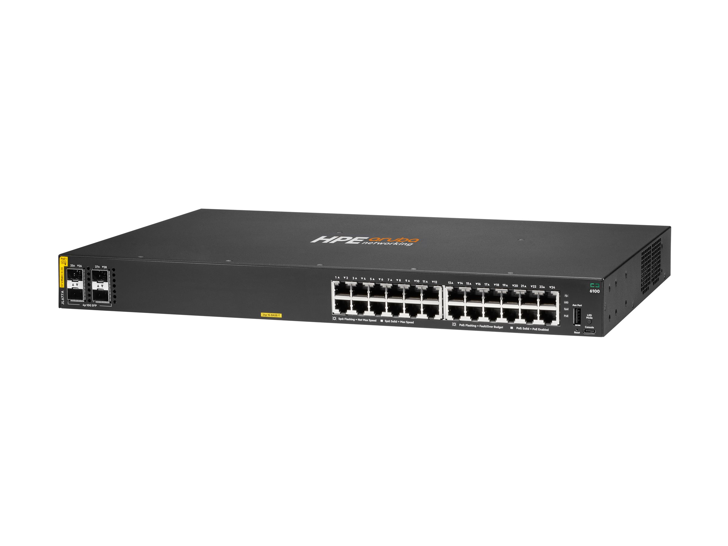 HPE Aruba Networking 6100 24G Class4 PoE 4SFP+ - Switch - managed - 24 x 10/100/1000 (PoE+)
