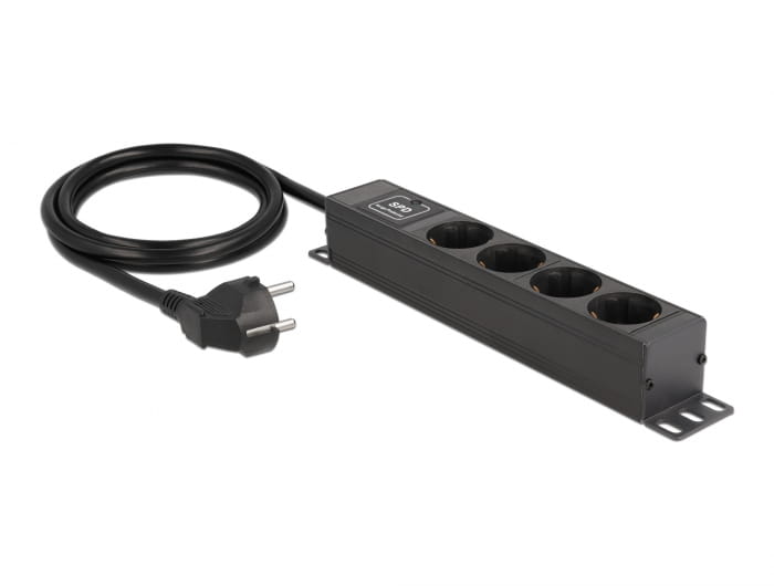 Delock Steckdosenleiste (Wandmontage) - AC 220-250 V - 3500 Watt - Eingabe, Eingang power CEE 7/7 - Ausgangsanschlüsse: 4 (4 x CEE 7/3)