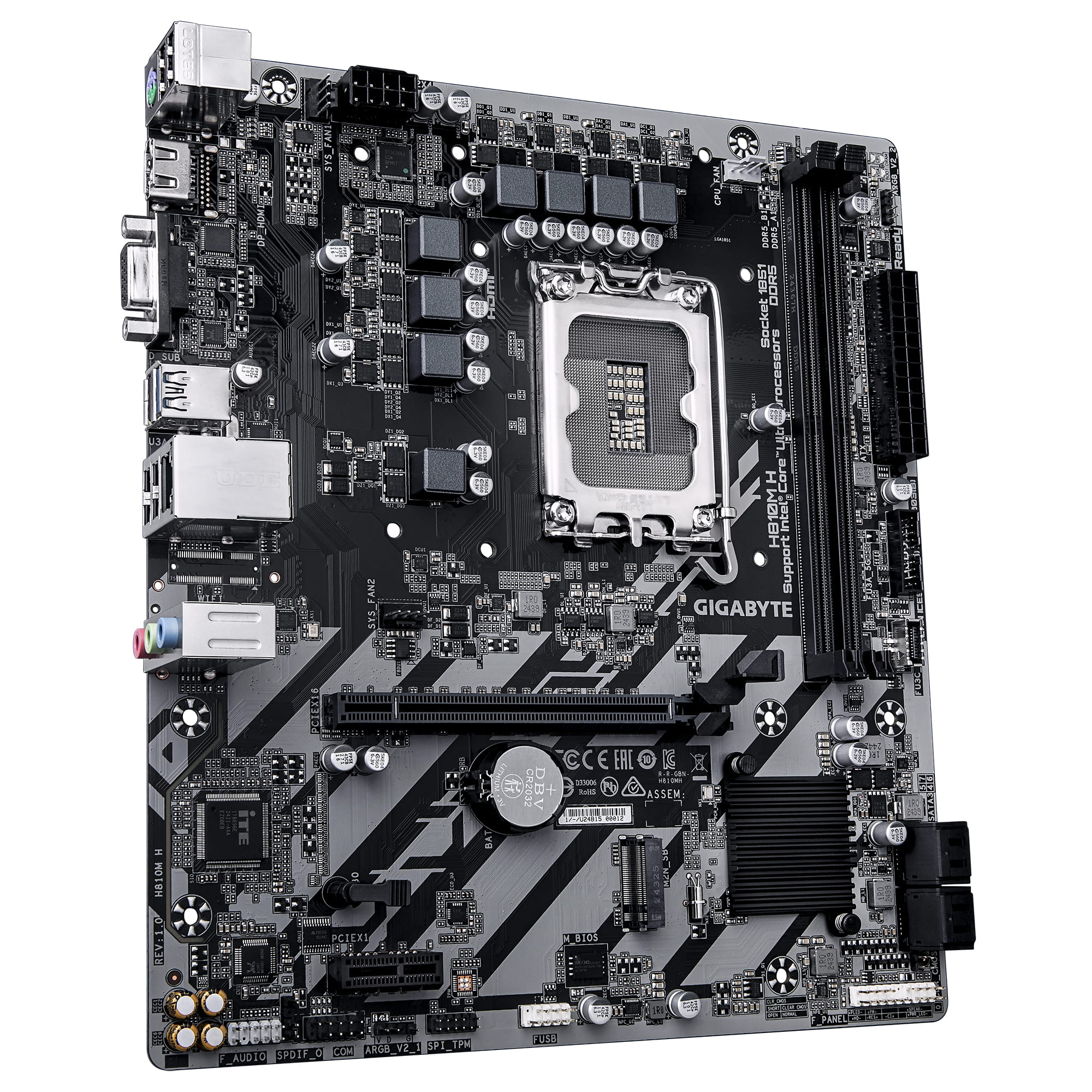 Gigabyte H810M H - Motherboard - micro ATX - LGA1851 Sockel - H810 Chipsatz - USB-C 3.2 Gen 1, USB 3.2 Gen 1 - Gigabit LAN - Onboard-Grafik (CPU erforderlich)