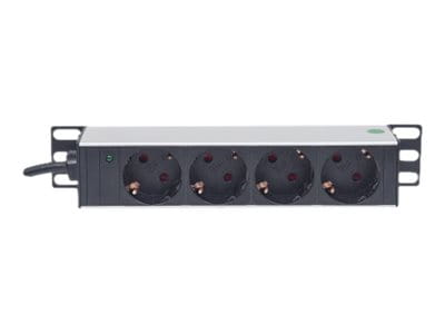 Intellinet 10" 1U Rackmount 4-Way Power Strip - German Type", With Power Indicator, No Surge Protection, 1.8m Power Cord - Steckdosenleiste (Rack - einbaufähig)