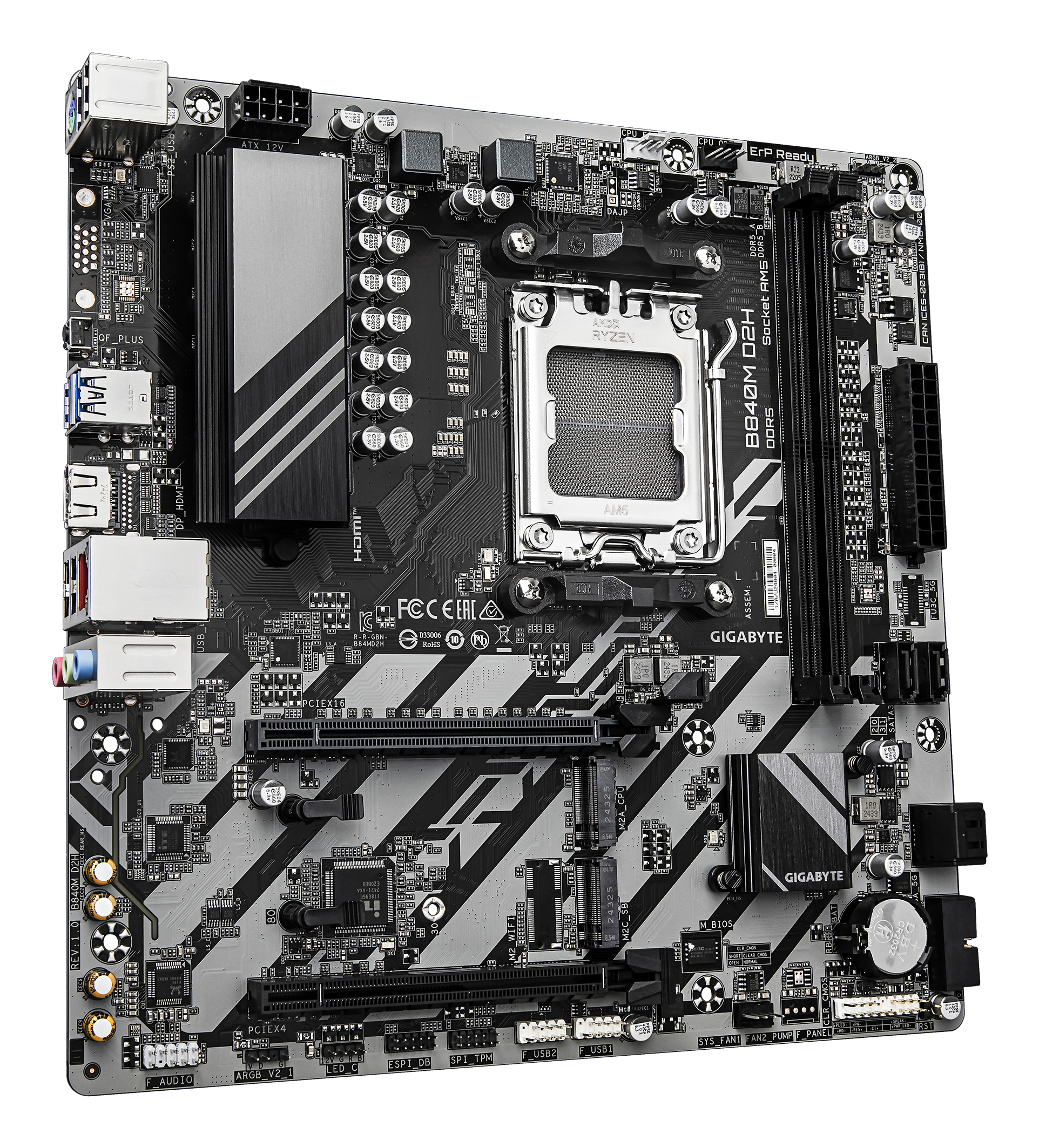 Gigabyte B840M D2H - Motherboard - micro ATX - Socket AM5 - AMD B840 Chipsatz - USB 3.2 Gen 1 - 2.5 Gigabit LAN - Onboard-Grafik (CPU erforderlich)