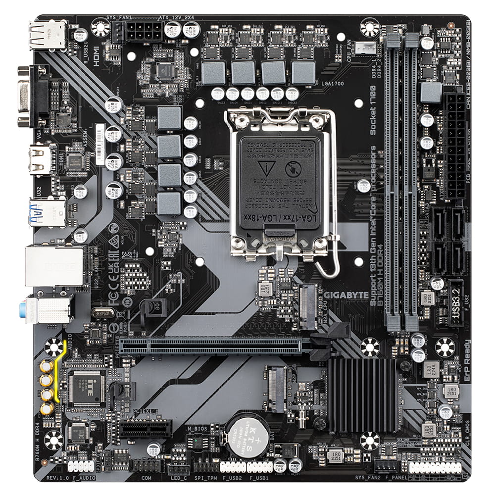 Gigabyte B760M H DDR4 - 1.0 - Motherboard - micro ATX - LGA1700 Sockel - B760 Chipsatz - USB 3.2 Gen 1 - Gigabit LAN - Onboard-Grafik (CPU erforderlich)
