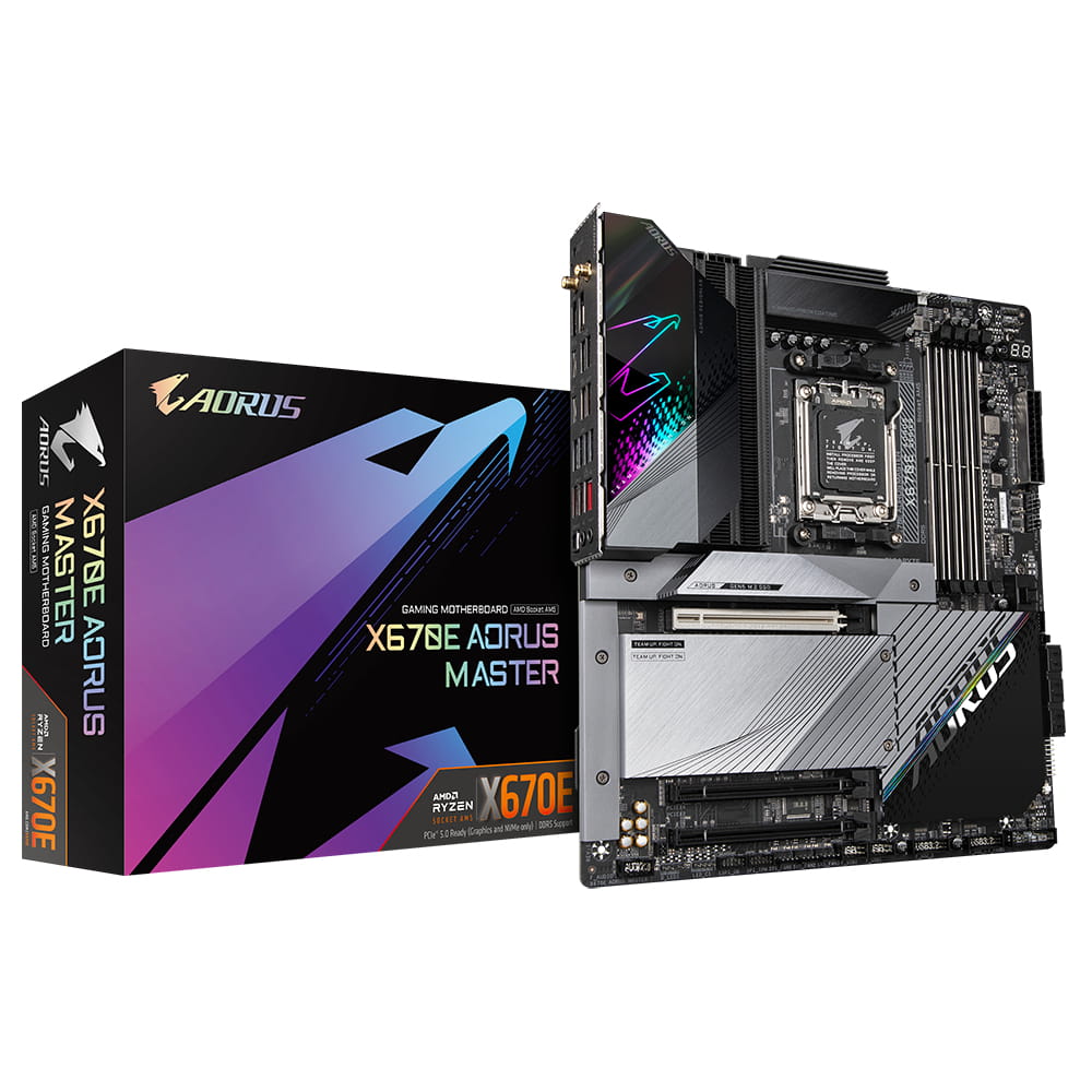 Gigabyte X670E AORUS MASTER - 1.0 - Motherboard - E-ATX - Socket AM5 - AMD X670E Chipsatz - USB-C 3.2 Gen2, USB-C Gen 2x2, USB 3.2 Gen 1, USB 3.2 Gen 2 - 2.5 Gigabit LAN, Bluetooth, Wi-Fi 6 - Onboard-Grafik (CPU erforderlich)
