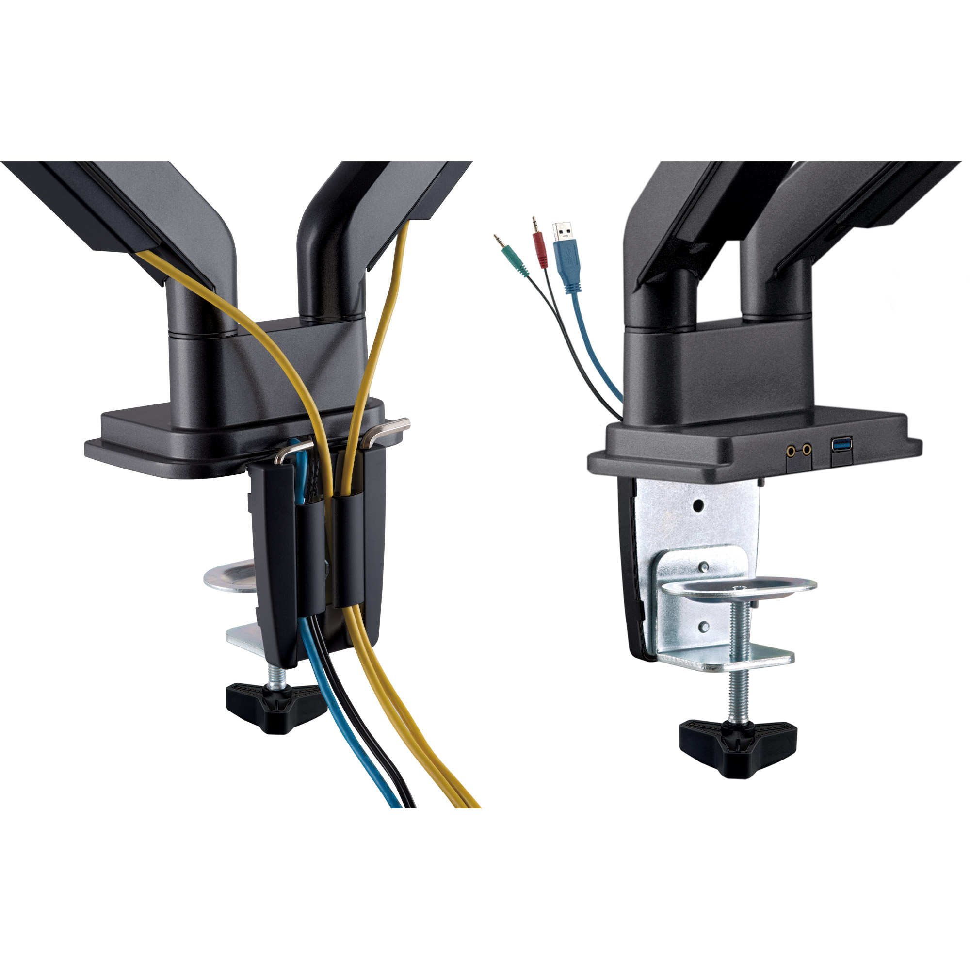 InLine Tischhalterung mit Lifter & USB/Audio - 2 Monitore bis 81cm (32"),schwarz
