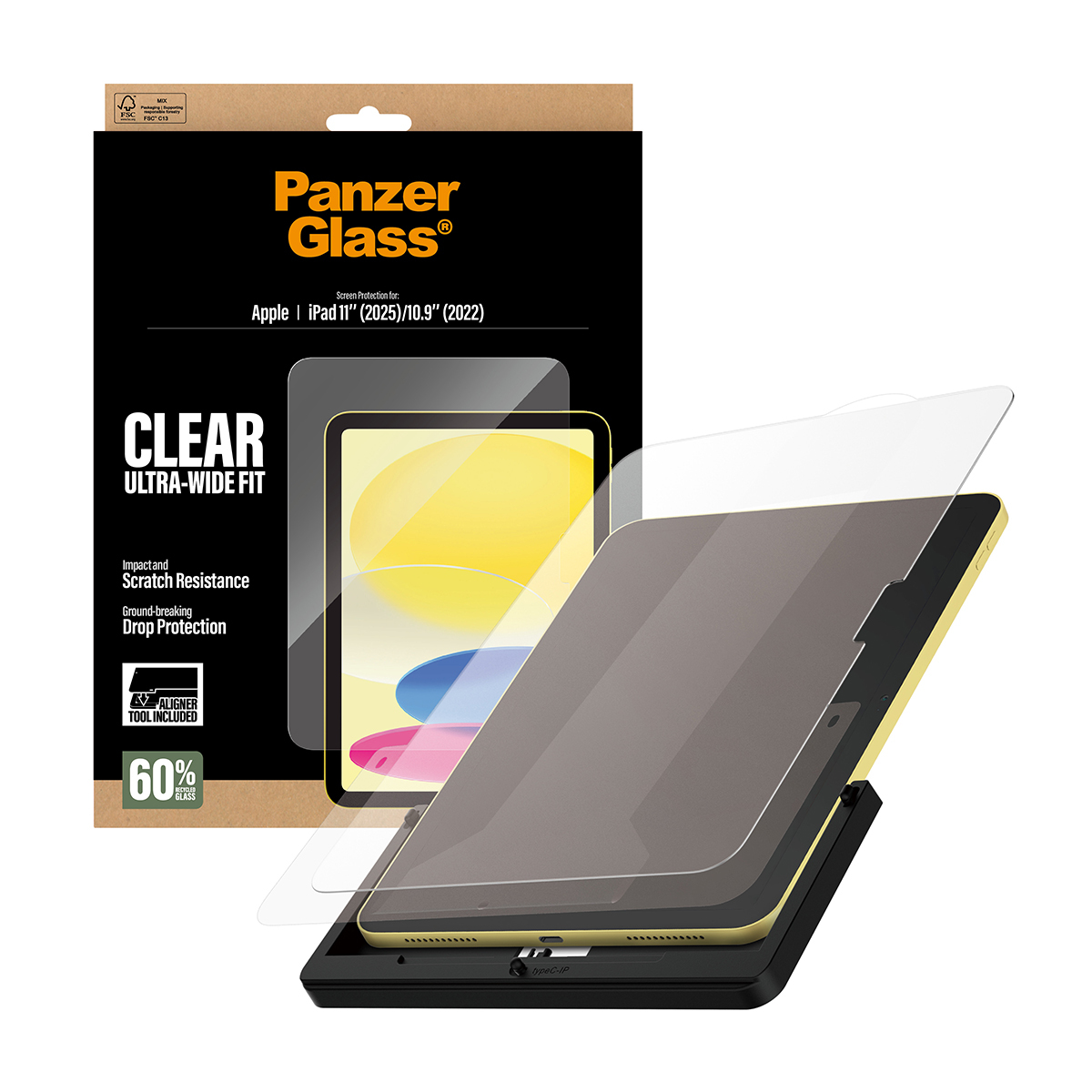 PanzerGlass Bildschirmschutz für Tablet - ultraweite Passform, mit FASTFIT-Werkzeug - Glas - klar - für Apple 10.9-inch iPad (10. Generation)