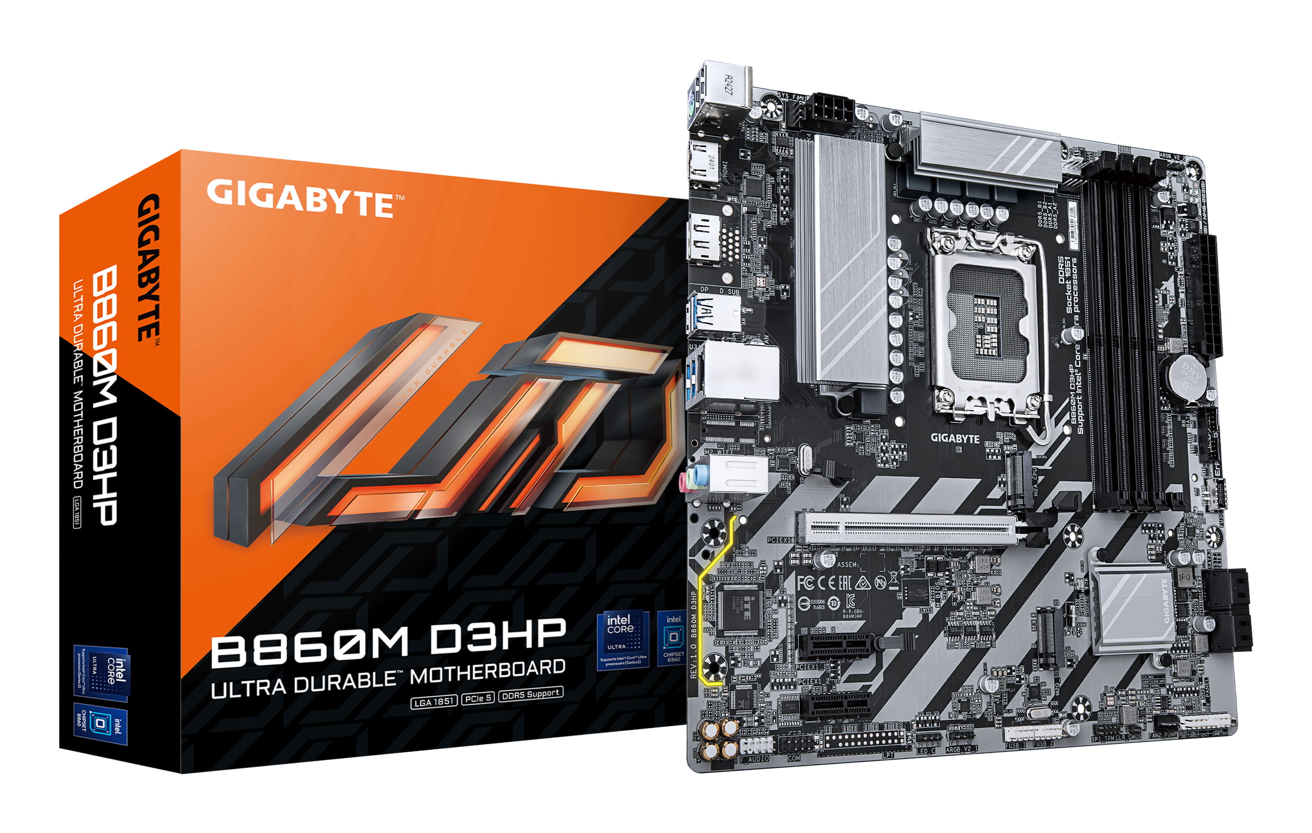 Gigabyte B860M D3HP - Motherboard - micro ATX - LGA1851 Sockel - B860 Chipsatz - USB-C 3.2 Gen 1, USB 3.2 Gen 1 - Gigabit LAN - Onboard-Grafik (CPU erforderlich)