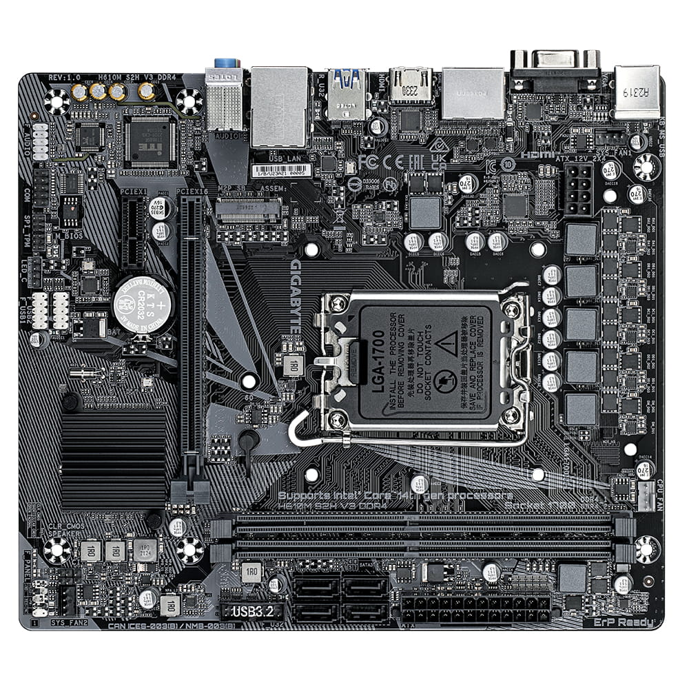 Gigabyte H610M S2H V3 DDR4 - 1.0 - Motherboard - micro ATX - LGA1700-Sockel - H610 Chipsatz - USB 3.2 Gen 1 - Gigabit LAN - Onboard-Grafik (CPU erforderlich)
