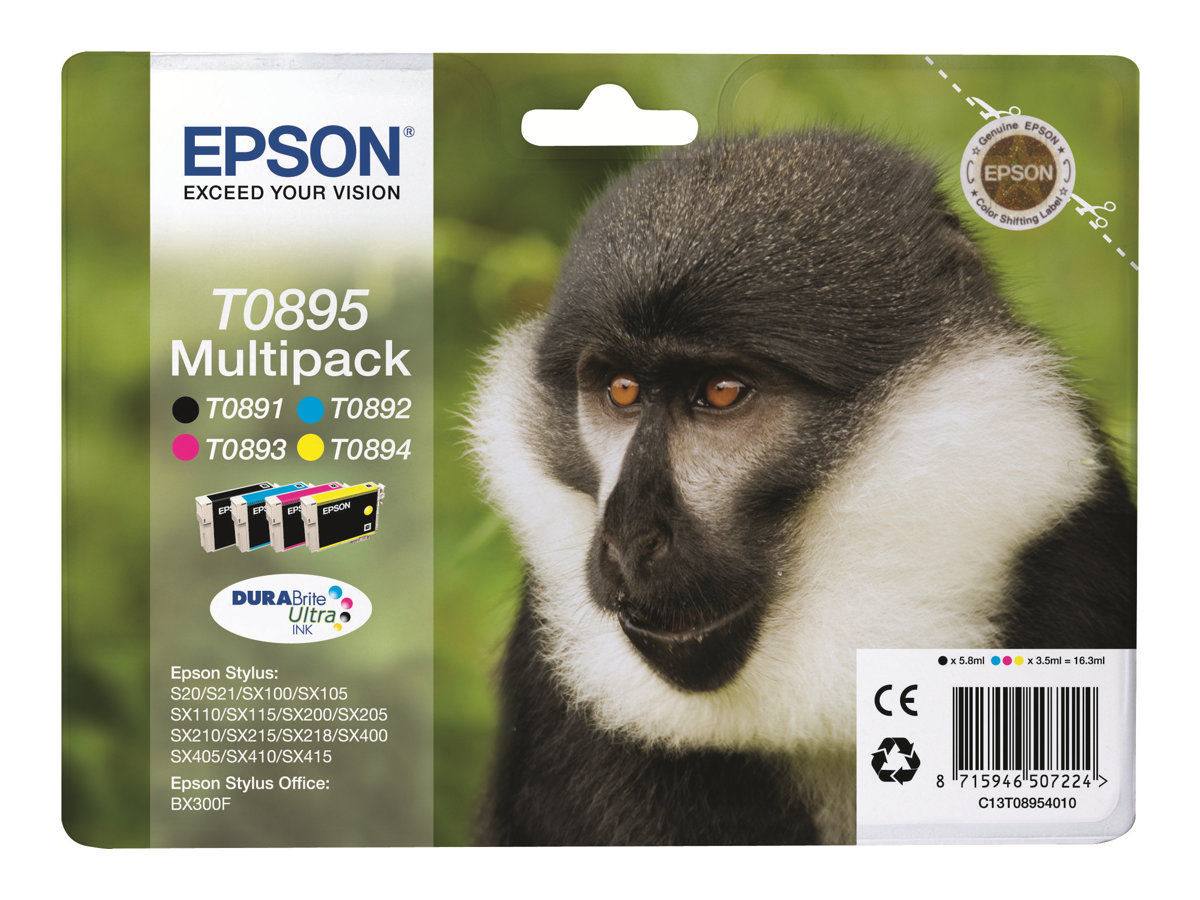 Epson T0895 Multipack - 4er-Pack - Schwarz, Gelb