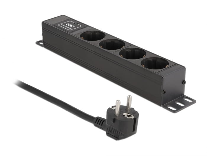 Delock Steckdosenleiste (Wandmontage) - AC 220-250 V - 3500 Watt - Eingabe, Eingang power CEE 7/7 - Ausgangsanschlüsse: 4 (4 x CEE 7/3)