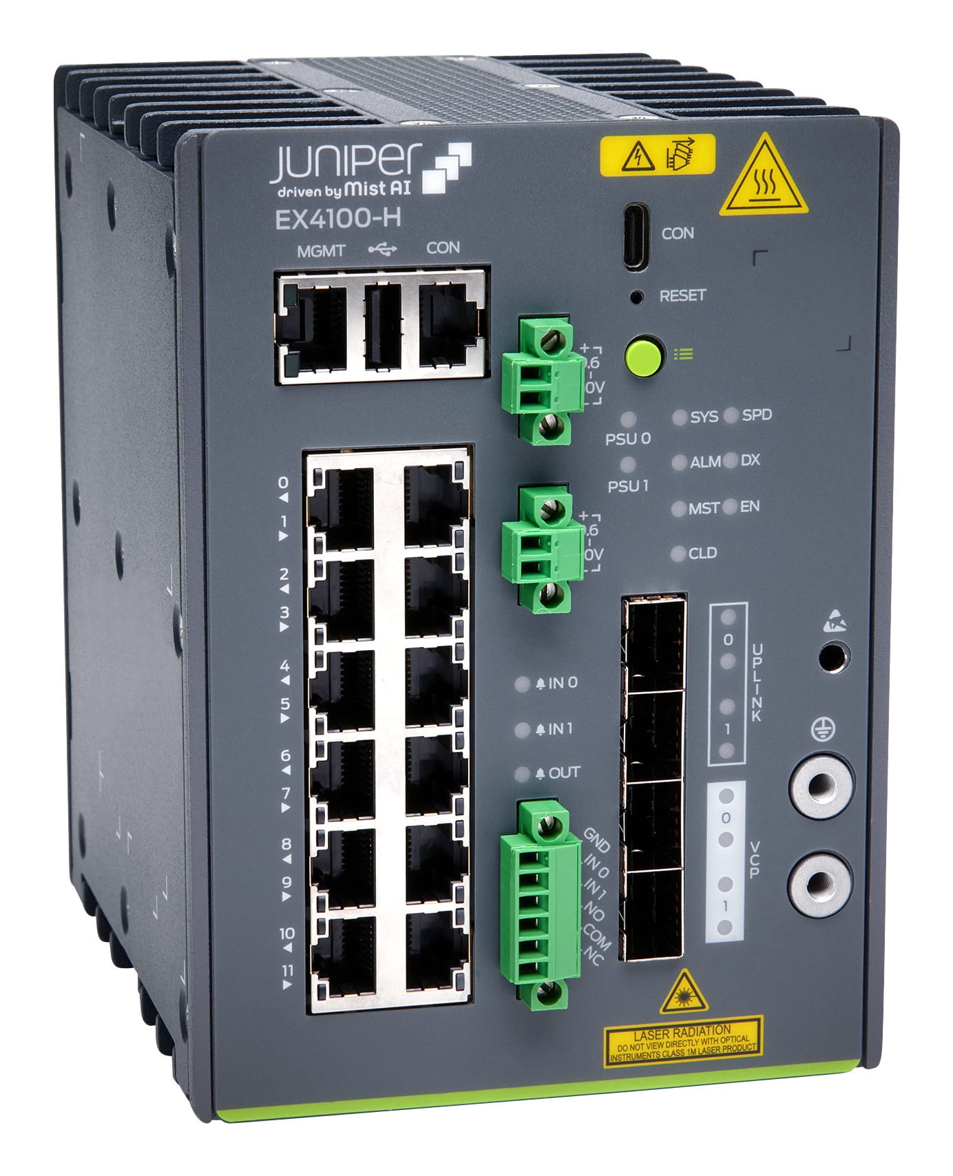 Juniper EX Series EX4100-H - Switch - L3 - managed - 8 x 10/100/1000Base-T + 4 x 100/1000/2.5G + 4 x 10 Gigabit (Uplink)