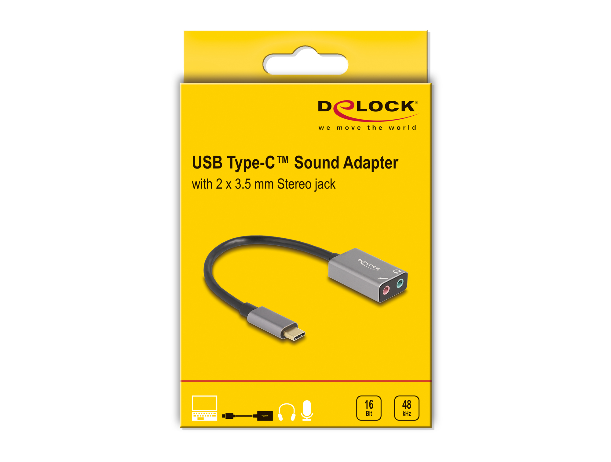 Delock Adapter USB-C auf Klinkenstecker - 24 pin USB-C männlich zu Mono Mini-Stecker, mini-phone stereo 3.5 mm weiblich